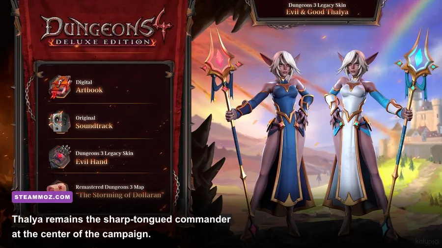 Thalya leading the forces of evil in a Dungeons 4 campaign mission