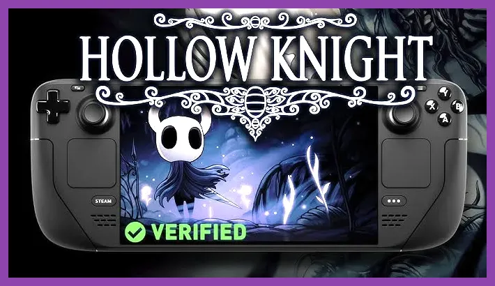 Hollow Knight on Steam Deck showing Dirtmouth with reduced particle effects