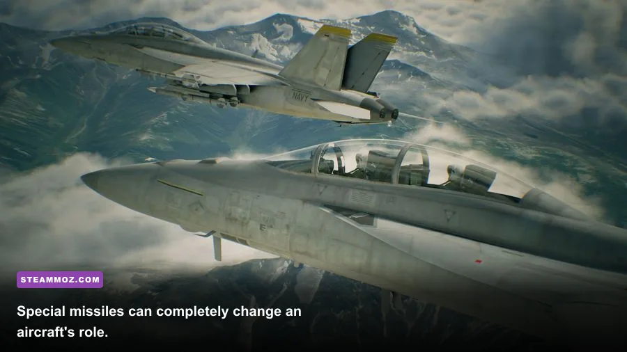 ACE COMBAT 7 fighter launching special air-to-air missiles during combat