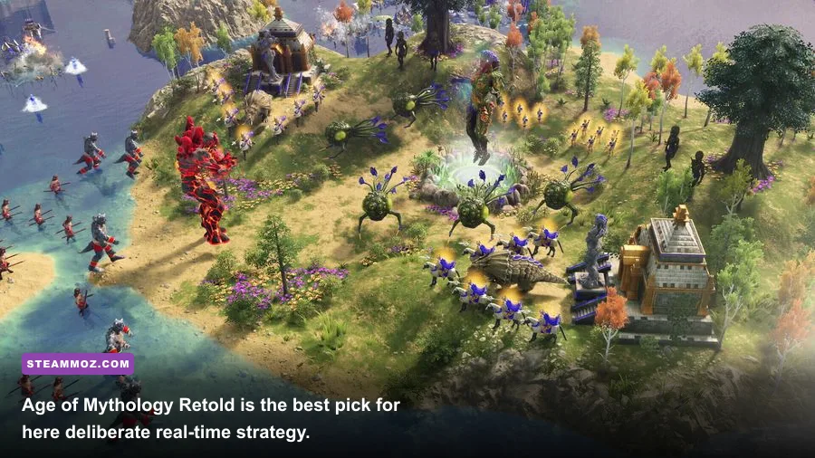 Greek armies clashing in Age of Mythology Retold