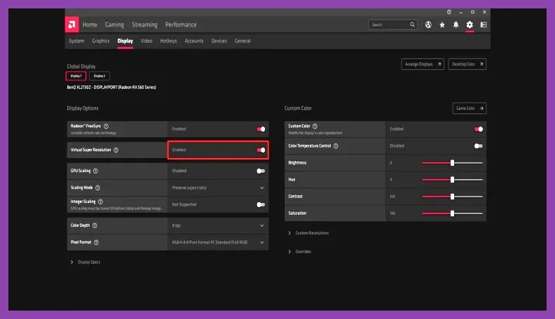 AMD Adrenalin software upscaling options