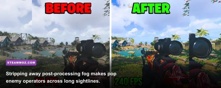 Side by side comparison of Call of Duty visual clarity with optimized settings