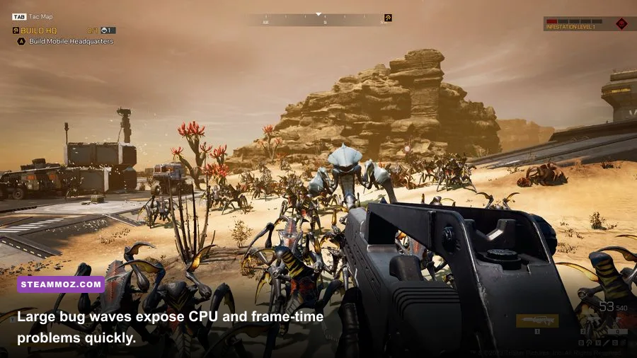 Starship Troopers Extermination Warrior Bugs attacking a player squad