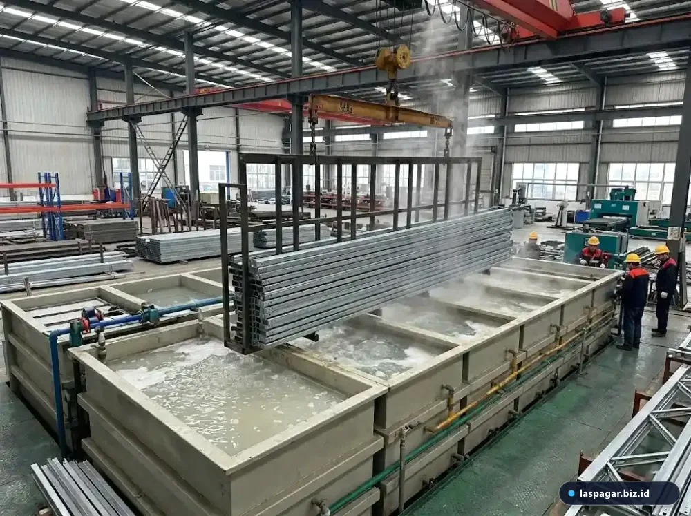 Proses pengecatan finishing powder coating rak besi hollow anti karat