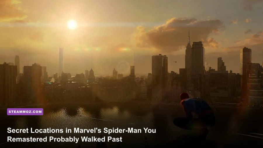 Spider-Man perched high above Manhattan in Marvel's Spider-Man Remastered