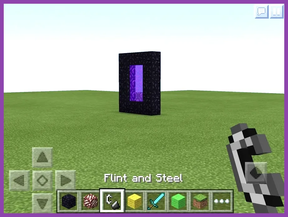Active Nether portal in Minecraft PE mobile version