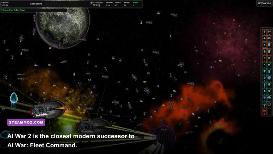 AI War 2 galaxy map showing human resistance fleets and hostile AI systems