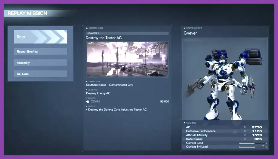 Armored Core 6 player AC fighting the Tester AC during the replay mission