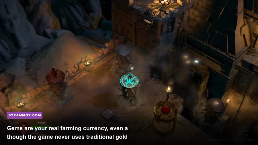 Lara Croft collecting gems in Lara Croft and the Temple of Osiris