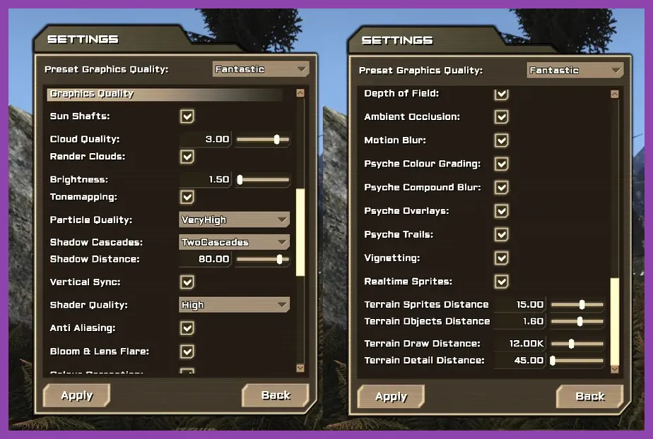 AFK Journey graphics settings menu with frame rate and quality options