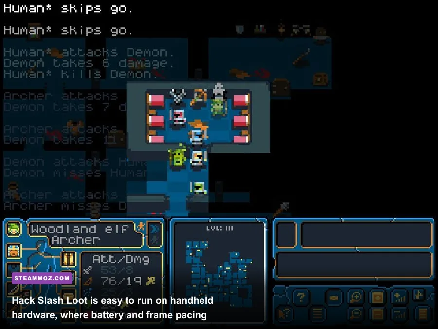 Hack Slash Loot running on a Steam Deck screen
