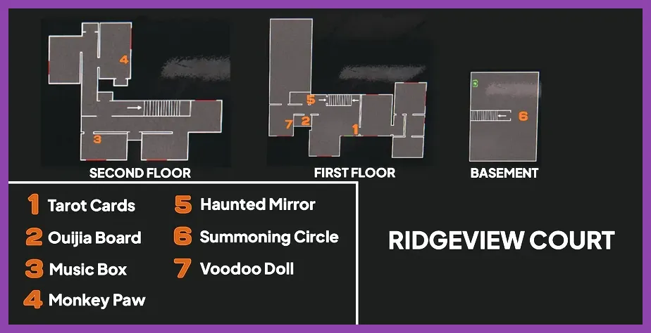 Ridgeview Court house map in Phasmophobia