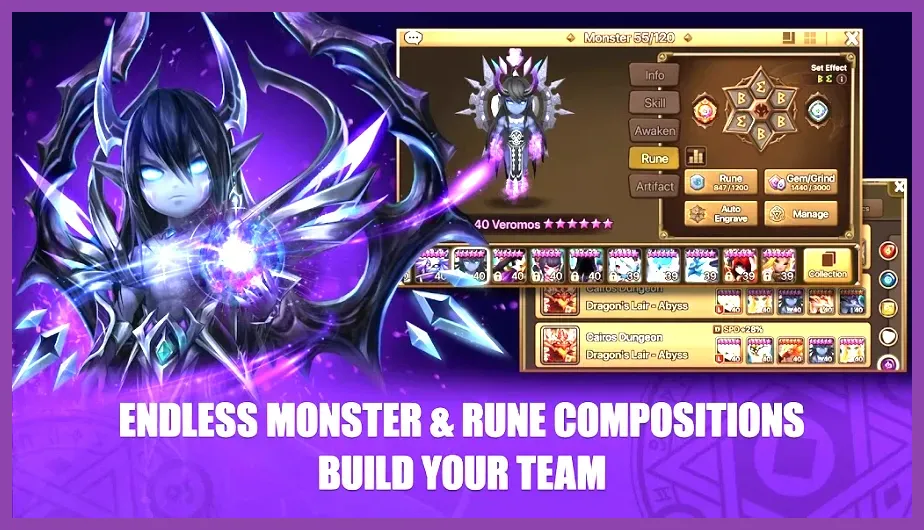 Summoners War inventory showcasing top light dark and elemental 5 star monsters