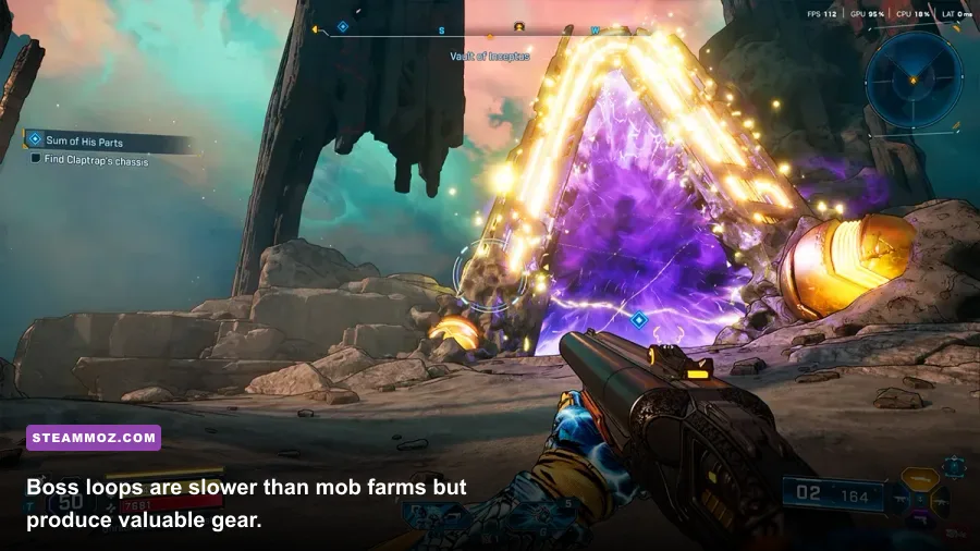 Borderlands 4 boss arena with dropped loot and cash rewards