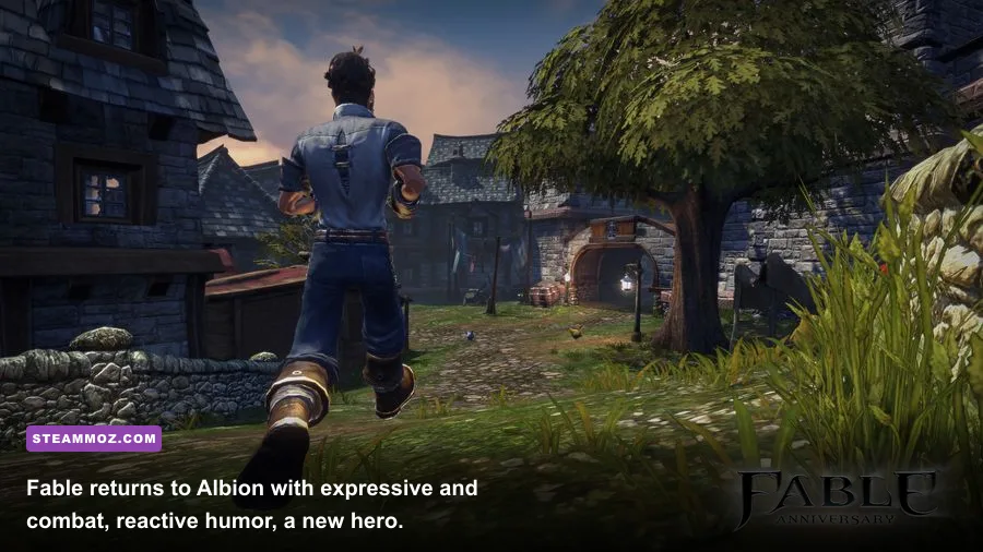 A hero standing in the colorful fantasy world of the new Fable game
