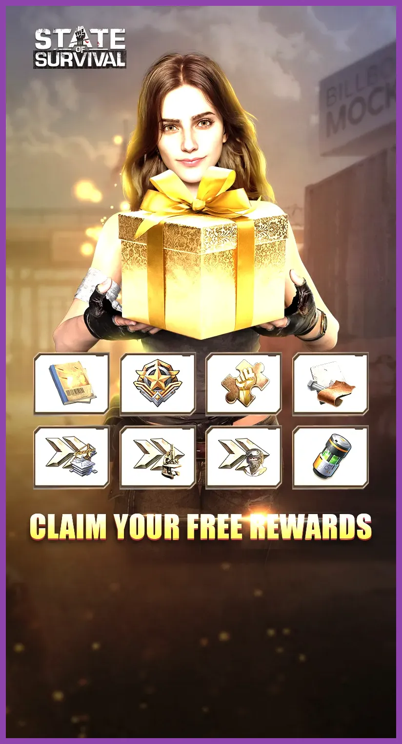 State of Survival event reward screen with legendary gear fragments and chests