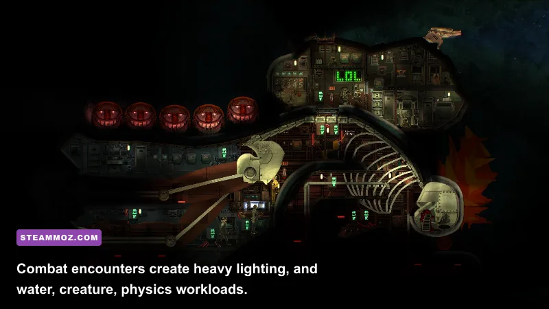 Barotrauma monster attacking a submarine during underwater combat