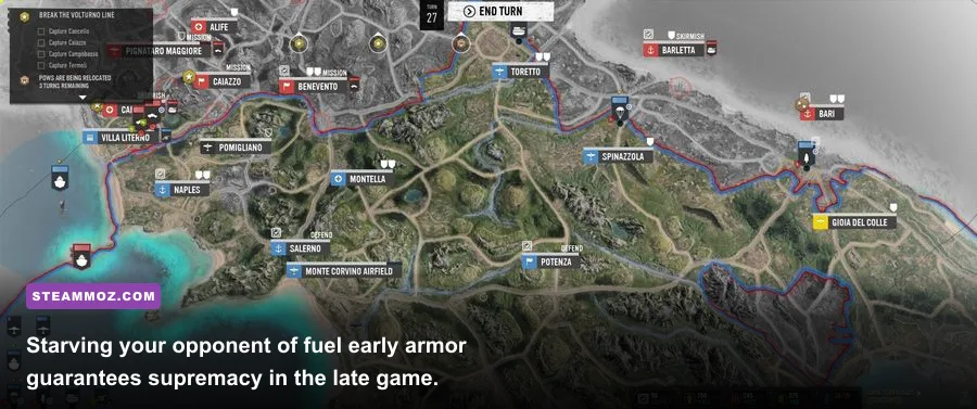 Squad capturing a contested fuel point under fire in Company of Heroes 3