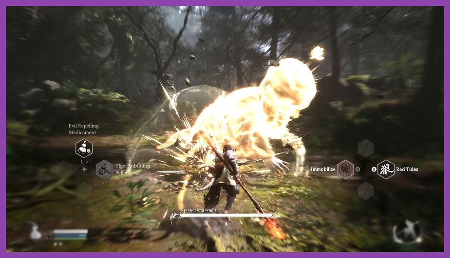 The Destined One transforming into a boss spirit during combat in Black Myth Wukong