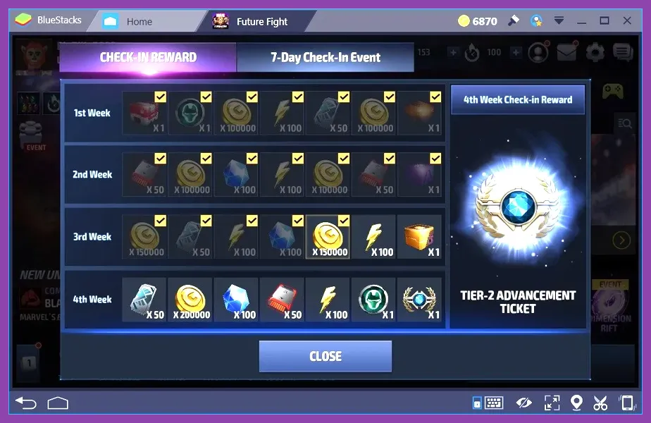 Marvel Future Fight daily check-in rewards