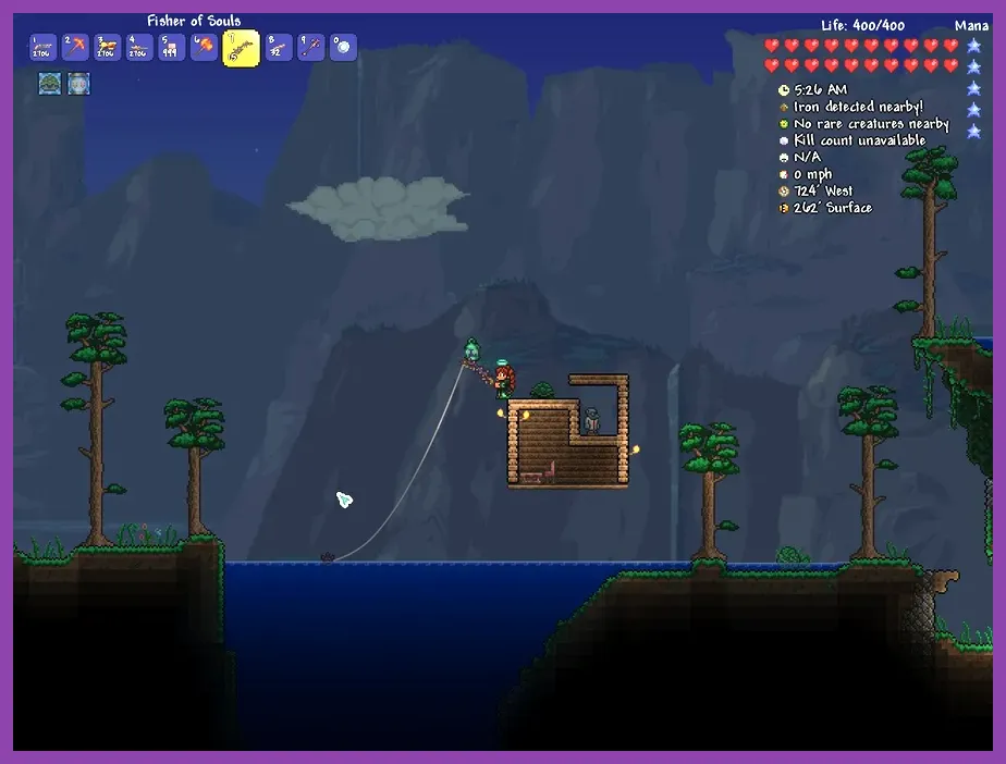 Completing Angler fishing quests in Terraria
