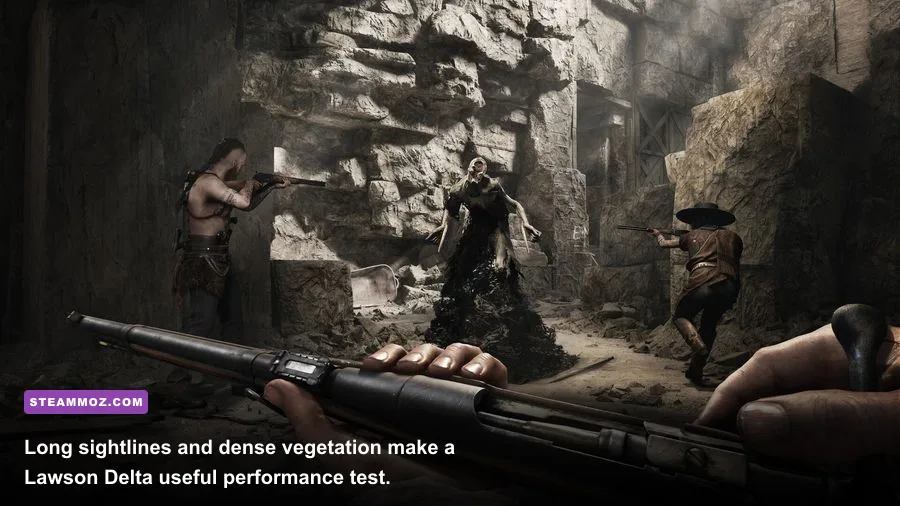 Hunters exchanging fire in Lawson Delta in Hunt Showdown 1896