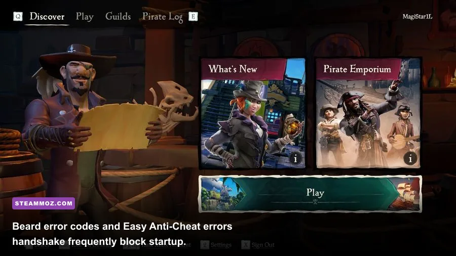 Sea of Thieves main menu character select and loading screen