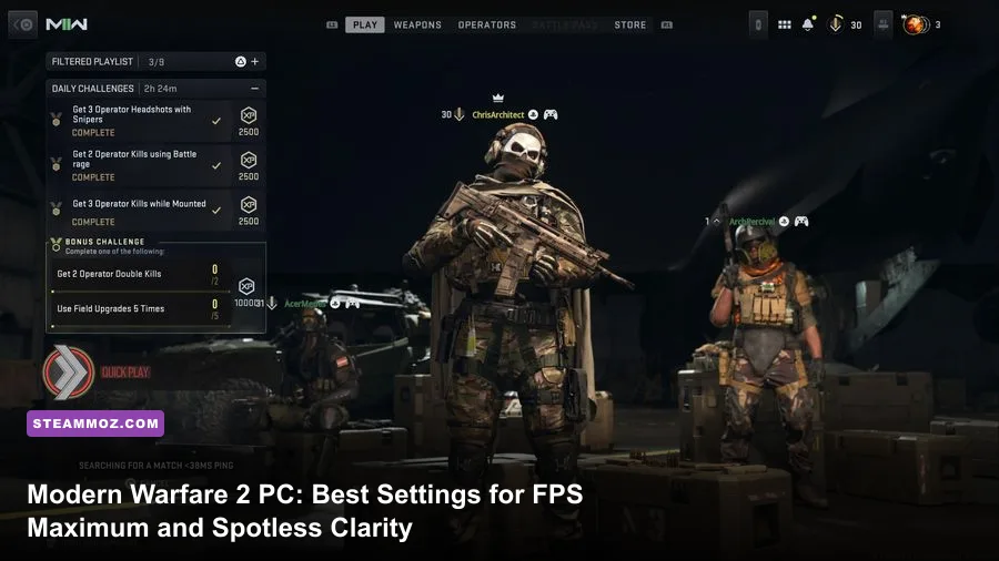Modern Warfare 2 intense multiplayer gunfight showing crisp high-FPS visuals