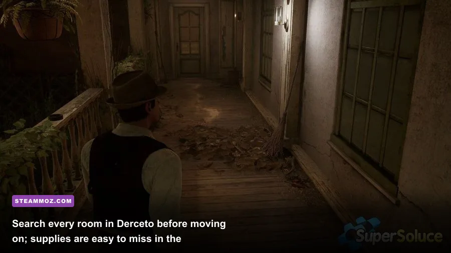 A dark hallway inside Derceto Manor in Alone in the Dark