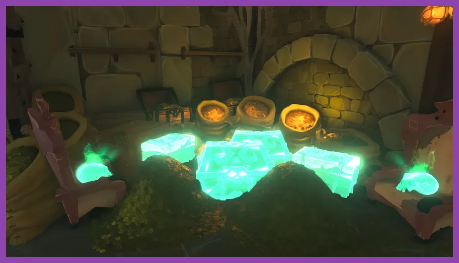 Sea of Thieves Sea Fort treasure room filled with chests and valuables