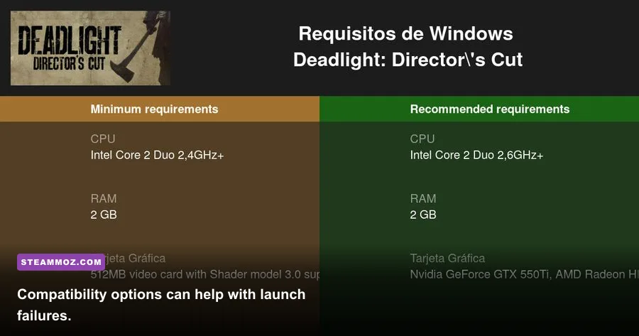 Windows compatibility settings for Deadlight Director's Cut executable