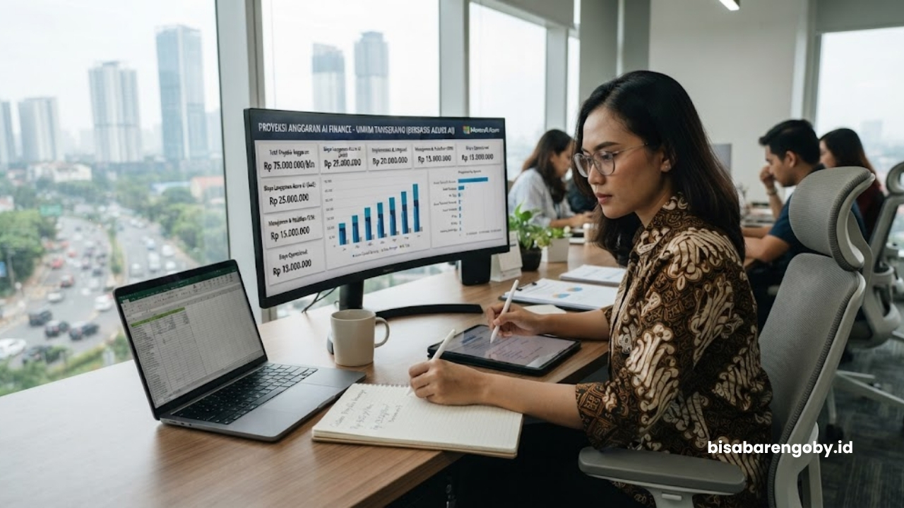 Manajer keuangan memproyeksikan anggaran biaya AI Finance untuk UMKM di Tangerang berbasis Azure AI