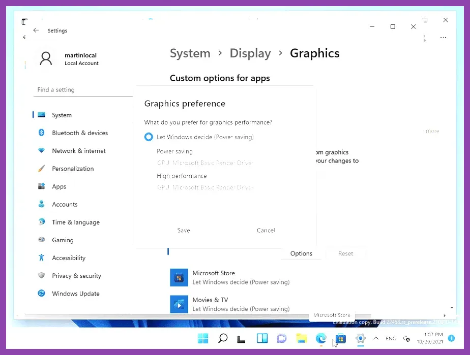 Windows 11 graphics settings menu allocating high performance GPU to eldenring.exe