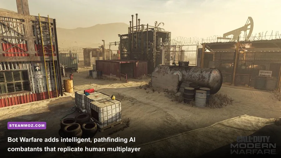 Bot Warfare AI combat running on the Rust map in Modern Warfare 2