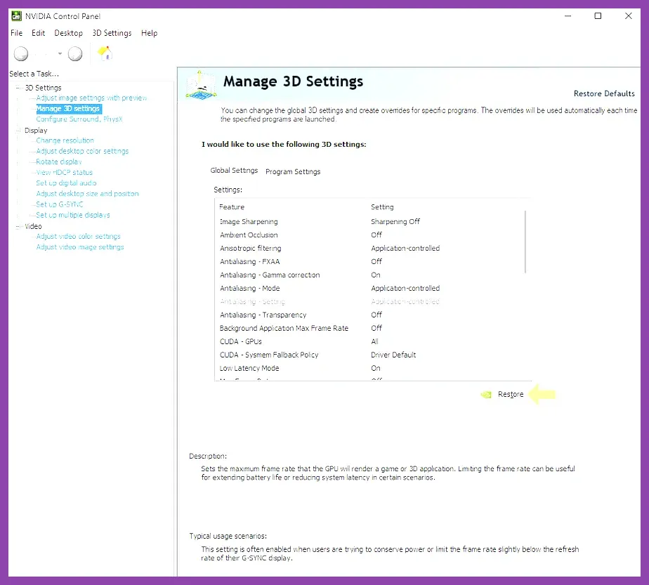 NVIDIA Control Panel Low Latency Mode and Power Management settings for Palworld