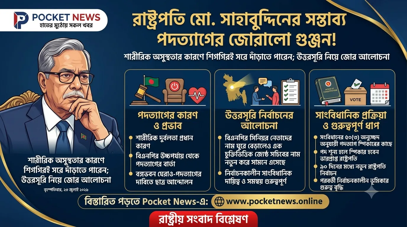রাষ্ট্রপতি মো. সাহাবুদ্দিনের পদত্যাগের জোর গুঞ্জন: উত্তরসূরি নির্বাচনেও উচ্চপর্যায়ে আলোচনা রাষ্ট্রপতি মো. সাহাবুদ্দিনের পদত্যাগের জোর গুঞ্জন: উত্তরসূরি নির্বাচনেও উচ্চপর্যায়ে আলোচনা