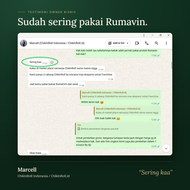 Testimoni owner bisnis F&B Rumavin