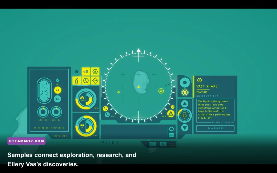 In Other Waters sample collection screen showing a biological specimen gathered from the ocean