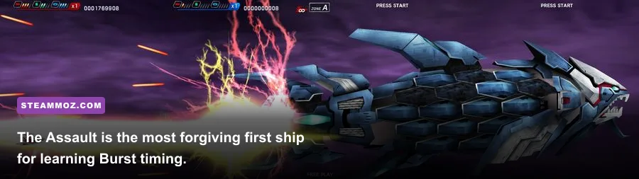 DARIUSBURST Chronicle Saviours Assault ship using its Burst weapon