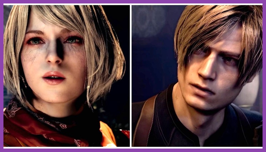 Leon Kennedy and Ashley Graham standing together in the Remake
