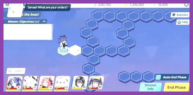 Blue Archive tactical mission stage map layout
