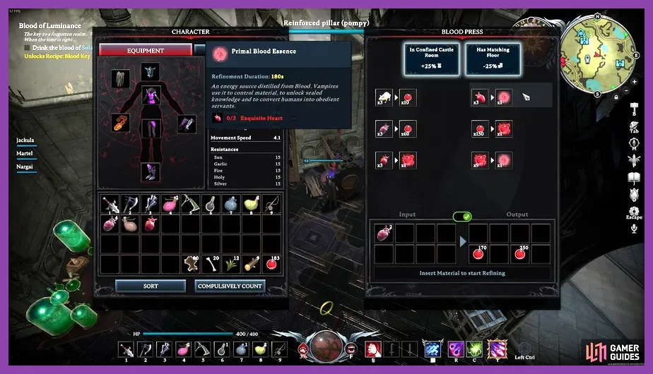 V Rising Blood Essence crafting mechanics