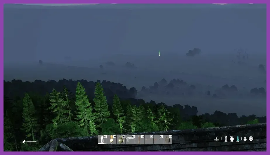 Sunlight filtering through trees in DayZ woodland environment