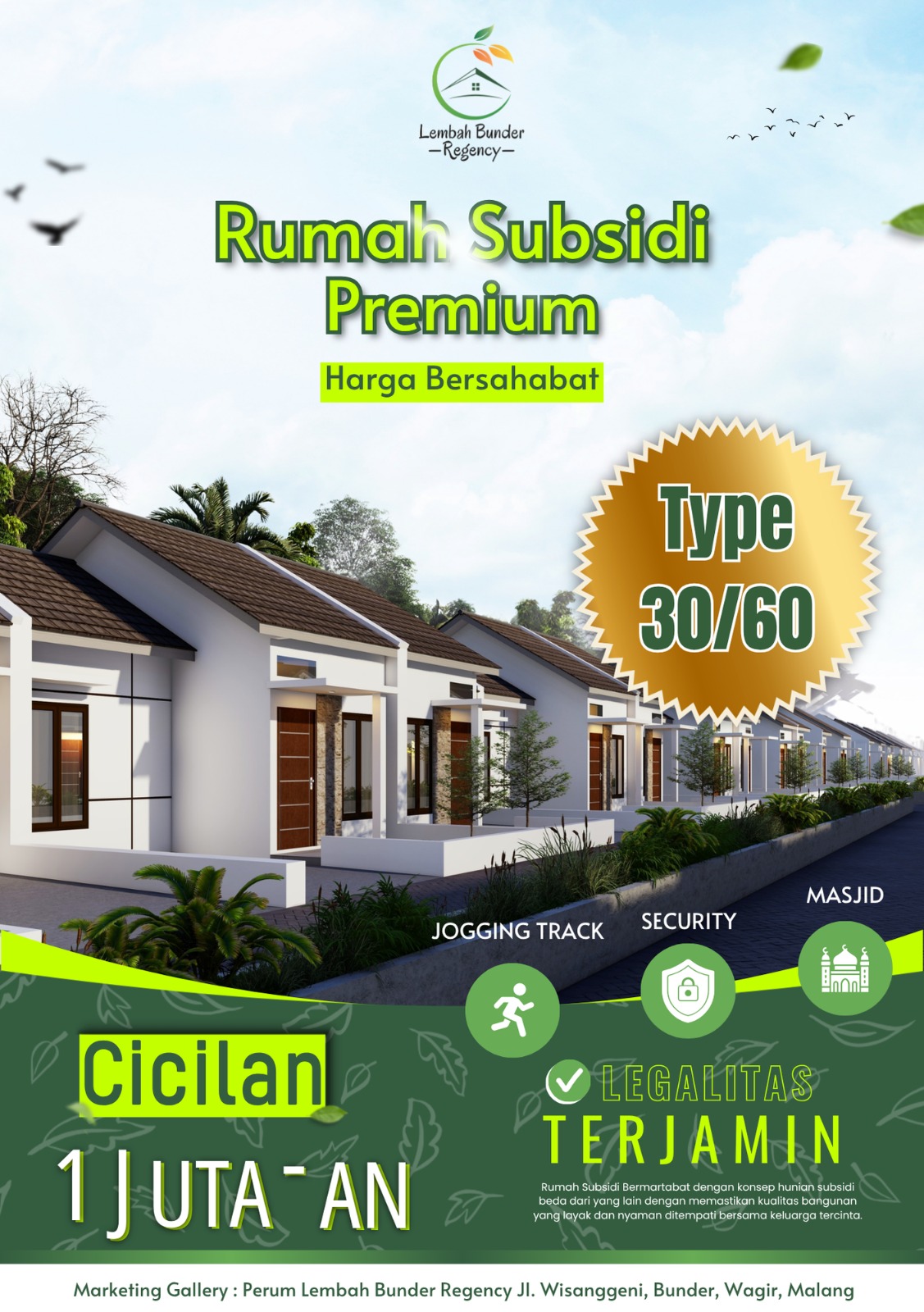 Rumah Subsidi di Wagir Malang, Promo DP Diangsur 4 Tahun