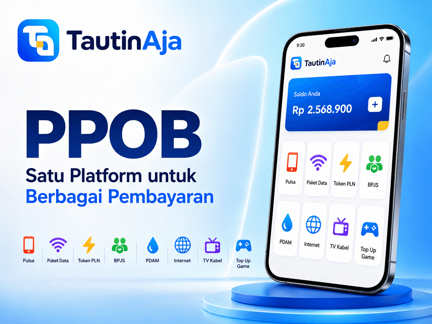 Fitur PPOB TautinAja untuk pulsa, paket data, token PLN dan pembayaran tagihan