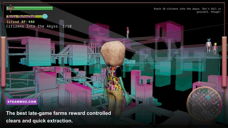Escape From Lavender Island player exploring a dangerous late game island area