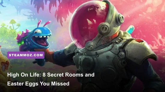 High On Life player holding Kenny looking over Blim City