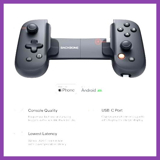 Close-up view of the Backbone One gaming controller for smartphones