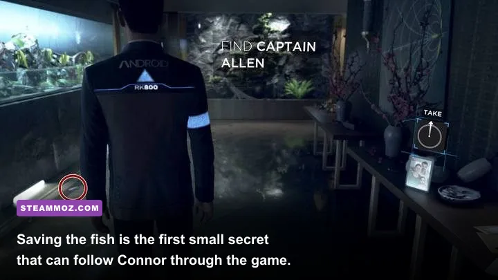 Connor rescuing the fish during The Hostage chapter in Detroit Become Human