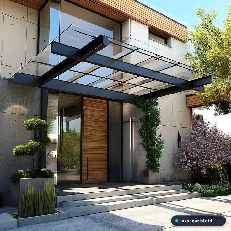 desain model kanopi teras baja ringan kantilever gantung